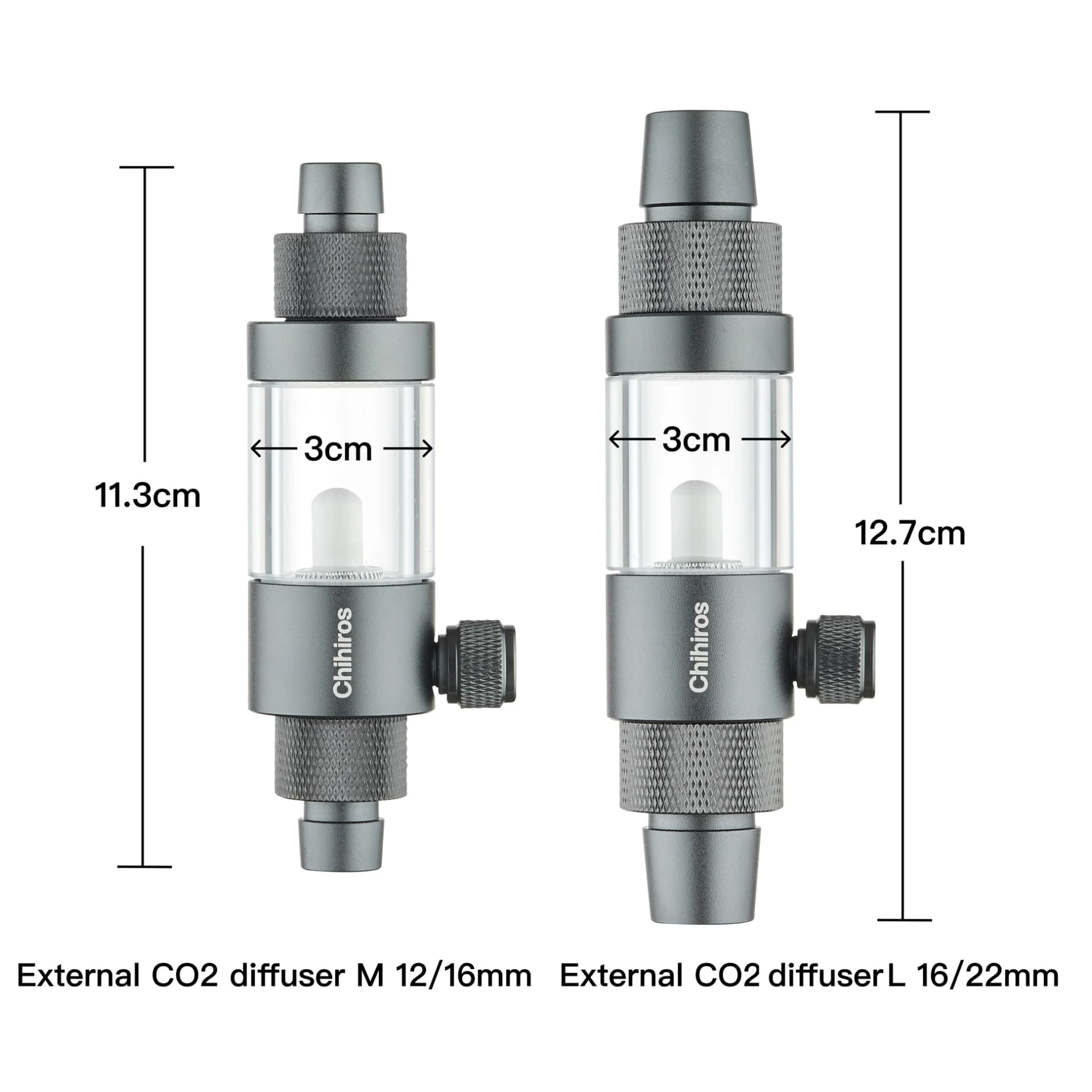 Buy Chihiros External CO2 Diffuser, Chihiros inline CO2 diffuser, Chihiros CO2 diffuser India, aquarium CO2 atomizer India, planted tank CO2 diffuser, Chihiros external diffuser M 12/16, Chihiros external diffuser L 16/22, CO2 diffuser for canister filter, external aquarium CO2 system, Chihiros CO2 accessories India
