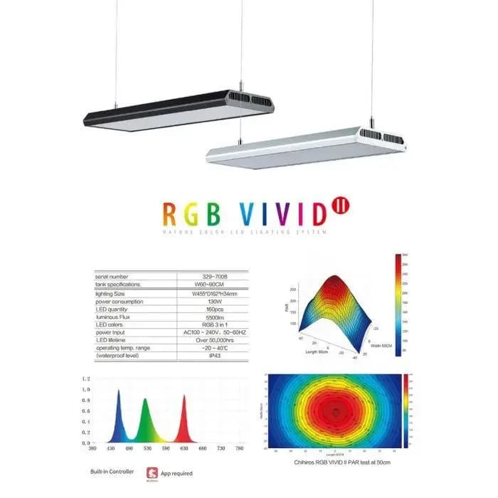 Chihiros RGB Vivid 2 Led Aquarium Light – Black (130 W, 5500 Lm)