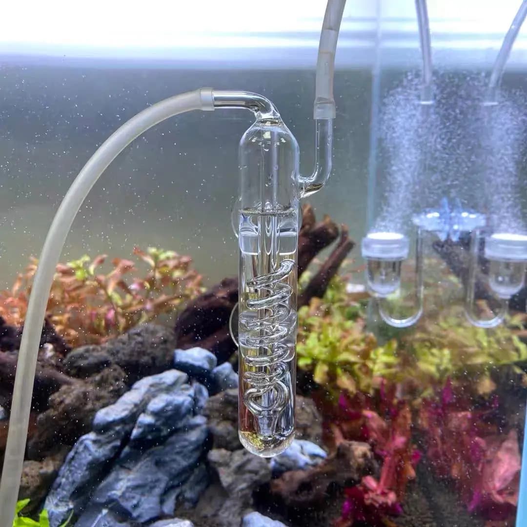 Chihiros CO₂ bubble counter, spiral bubble counter, aquarium CO₂ monitor, borosilicate glass CO₂ counter, CO₂ dosing tool, aquarium accessory, bubble count monitor, CO₂ precision dosing, decorative CO₂ counter, Chihiros CO₂ accessory